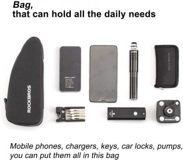 Preview: ROCKBROS | Rahmentasche – Wasserdichte Oberrohrtasche für MTB und Rennräder, 1,6L / 1L, Große Kapazität, in Schwarz