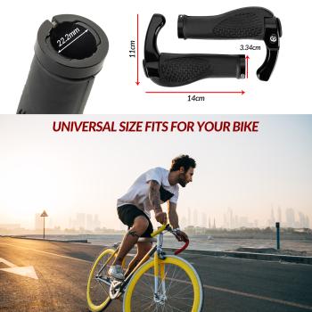 ROCKBROS | Ergonomische Fahrradgriffe – Rutschfest, für 22,2 mm Lenker, Ideal für MTB, E-Bike, Rennrad, Citybike, Trekkingrad, Faltrad – Schwarz/Grau