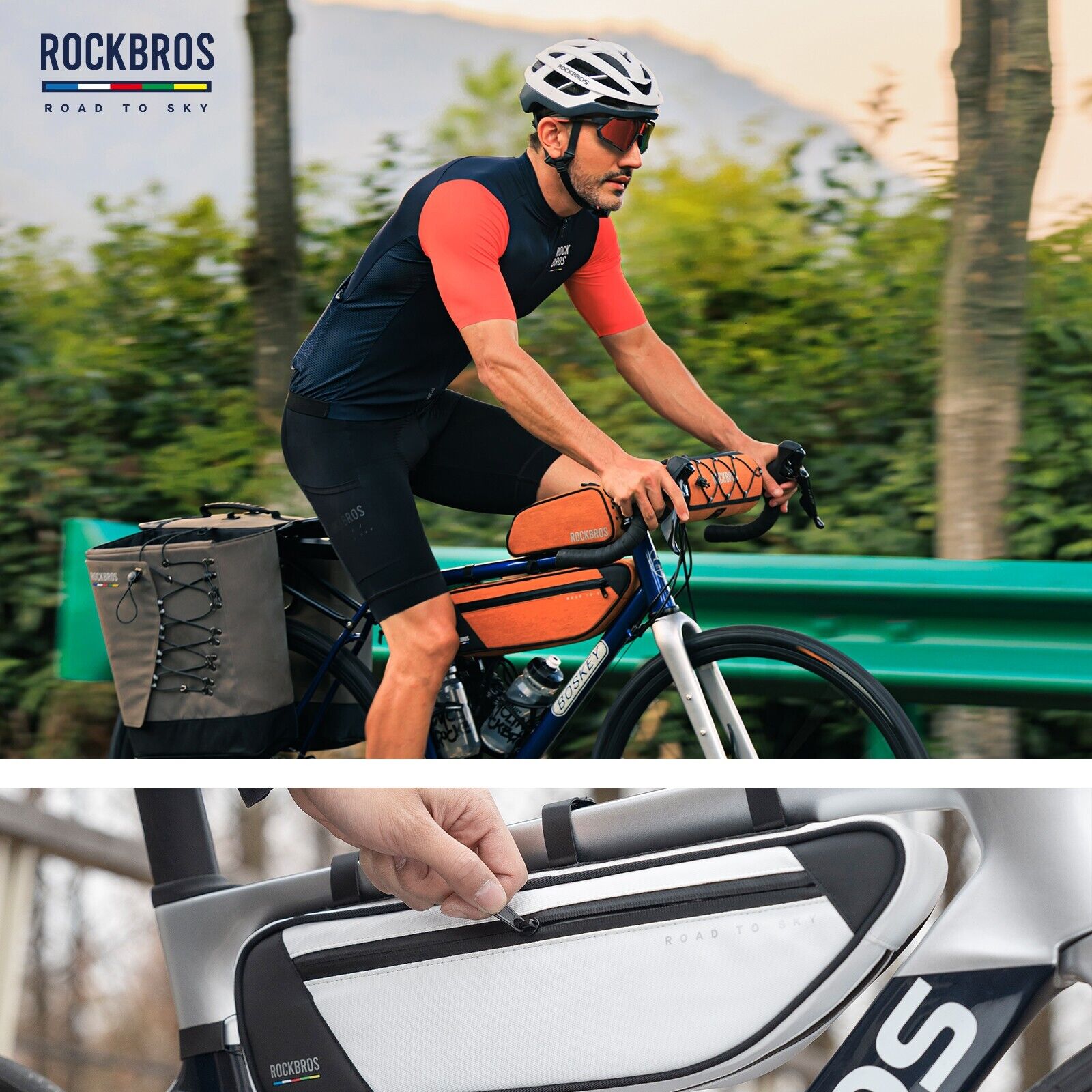 Rockbros Lenkertasche ROCKBROS Road To Sky Rahmentasche 2L Fr Fahrrad   Wasserabweisend, Klettverschluss, Passend Fr MTB & Rennrad. Inklusive  Versand Mit DHL.