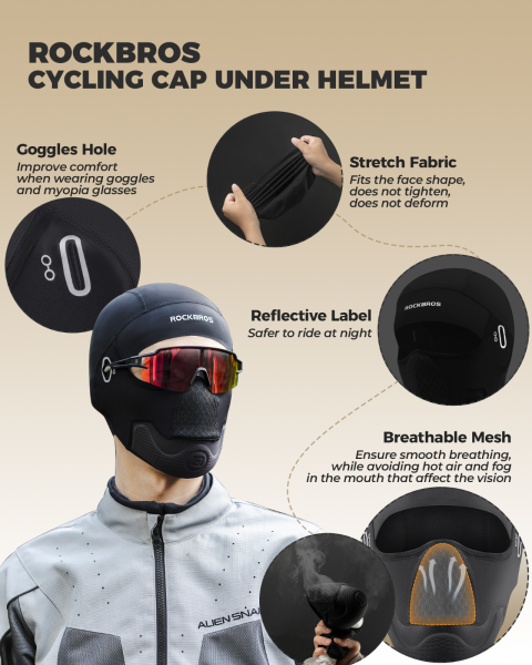 ROCKBROS | Motorrad Sturmhaube – Fleece Balaclava Kopfhaube für Schutz & Wärme, Fahrrad/Motorrad