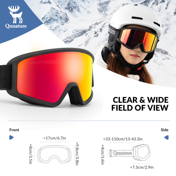 Qunature | Skibrille – Antibeschlag mit Doppelglas für Wintersport