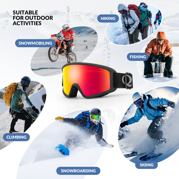 Qunature | Skibrille – Antibeschlag mit Doppelglas für Wintersport