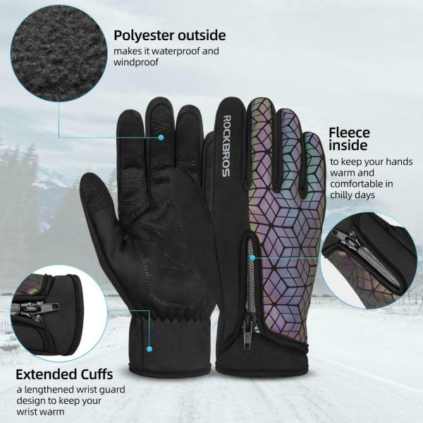 ROCKBROS | Winter Fahrradhandschuhe - WARM, WINDDICHT, TOUCHSCREEN, REFLEKTIEREND