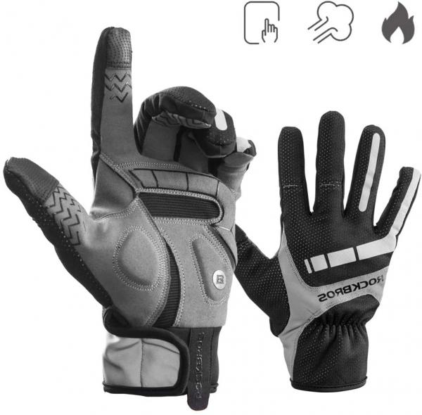 ROCKBROS | Fahrradhandschuhe – Warm, Atmungsaktiv, Winddicht, Stoßfest, Touchscreen für Herbst und Outdoor-Sportarten