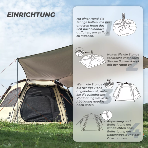 Qunature | Pop-Up Campingzelt – Wasserdichtes Kuppelzelt für 2-4 Personen, schnell aufbaubar