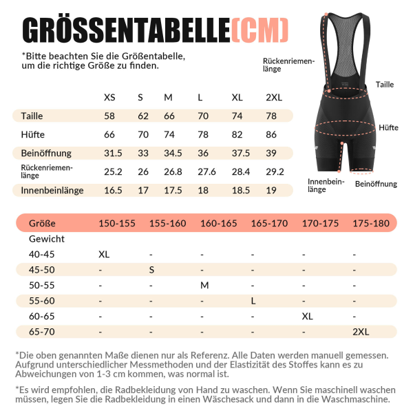 ROCKBROS | TVI Damen Fahrrad Trägerhose – Gepolsterte Rennrad Fahrradhose mit Träger