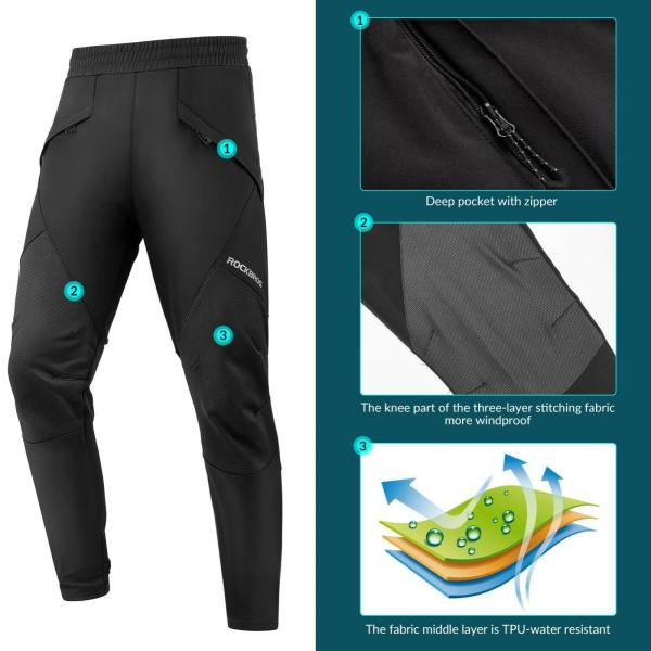 ROCKBROS | Winter Hose Herren – Winddichte Thermo Radhose für den Winter, EU Größen M-4XL