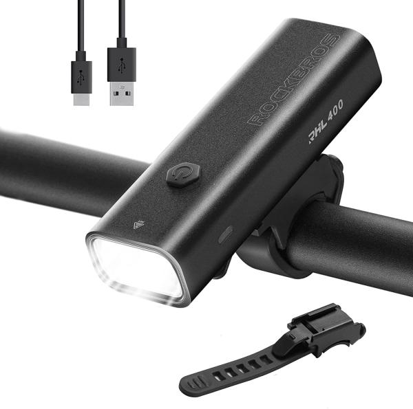 ROCKBROS | USB LED-Fahrrad-Frontlicht – Wasserdicht, wiederaufladbar, 400 Lumen (4 Modi)