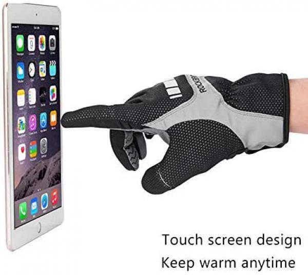 ROCKBROS | Fahrradhandschuhe – Warm, Atmungsaktiv, Winddicht, Stoßfest, Touchscreen für Herbst und Outdoor-Sportarten