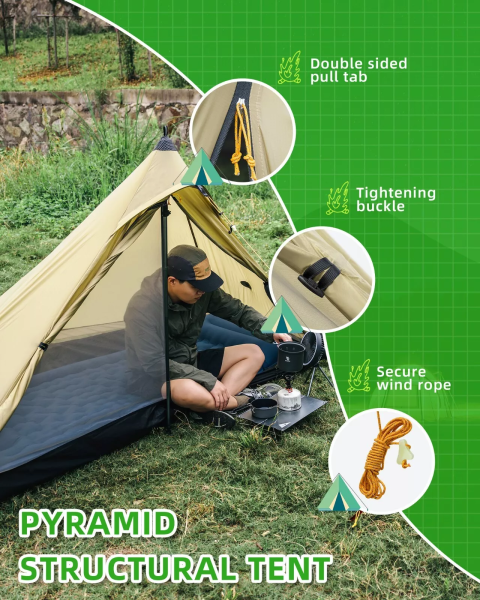Qunature | Trekkingzelt – Ultraleichtes 1-Mann Campingzelt, wasserdicht, 230 x 180 cm