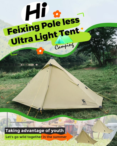 Qunature | Trekkingzelt – Ultraleichtes 1-Mann Campingzelt, wasserdicht, 230 x 180 cm