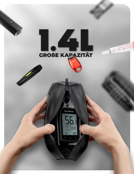 ROCKBROS | 1,4L Wasserdichte Rahmentasche für Fahrräder – Perfekt für Smartphones bis 6,8 Zoll