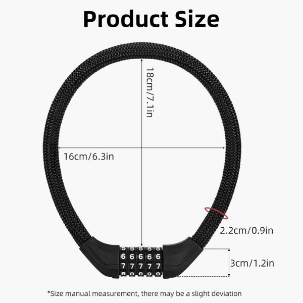 ROCKBROS | Fahrrad Kabelschloss – 5-stellige Zahlenkombination, Schwarz, Robust & Sicher