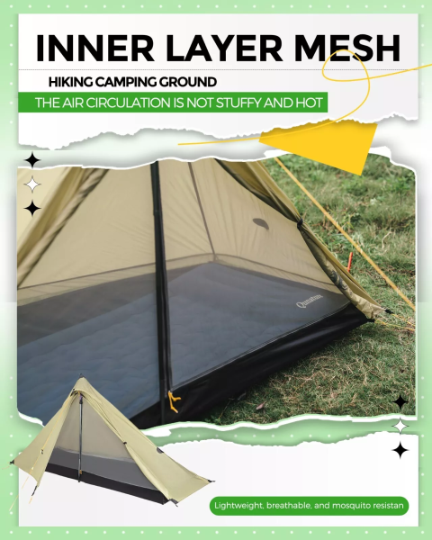 Qunature | Trekkingzelt – Ultraleichtes 1-Mann Campingzelt, wasserdicht, 230 x 180 cm