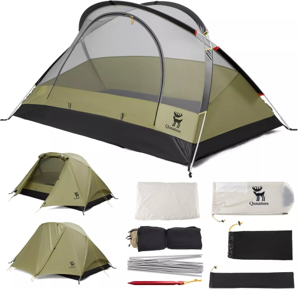 Qunature | Campingzelt – Wasserdichtes 2-Personen Rucksackzelt mit stabiler X-Struktur