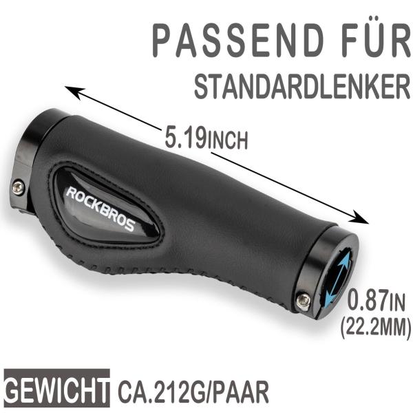 ROCKBROS | Anti-Rutsch Fahrradgriffe – Doppelter Lock-On Griff für MTB, Rennrad & Citybike (22,2 mm)