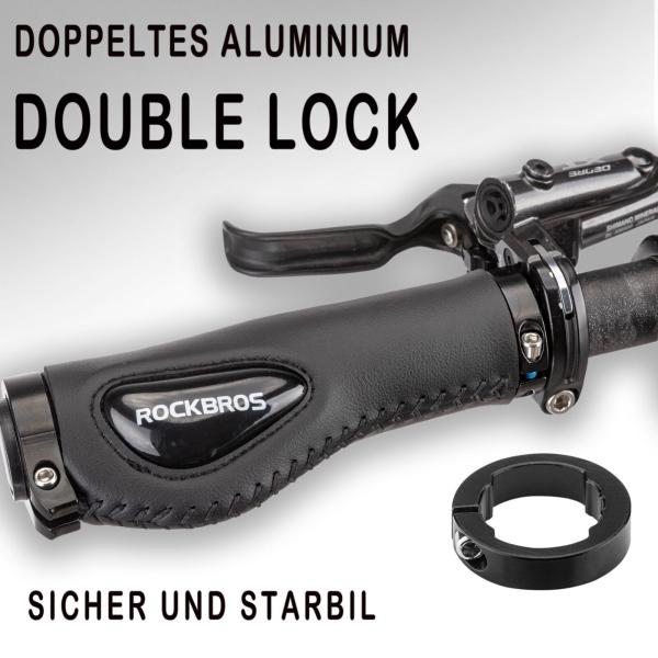 ROCKBROS | Anti-Rutsch Fahrradgriffe – Doppelter Lock-On Griff für MTB, Rennrad & Citybike (22,2 mm)