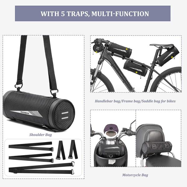 ROCKBROS | Lenkertasche mit Handyhalterung – Multifunktionale Fahrradtasche für Mountainbikes, Rennräder und E-Bikes, 2L, Schwarz