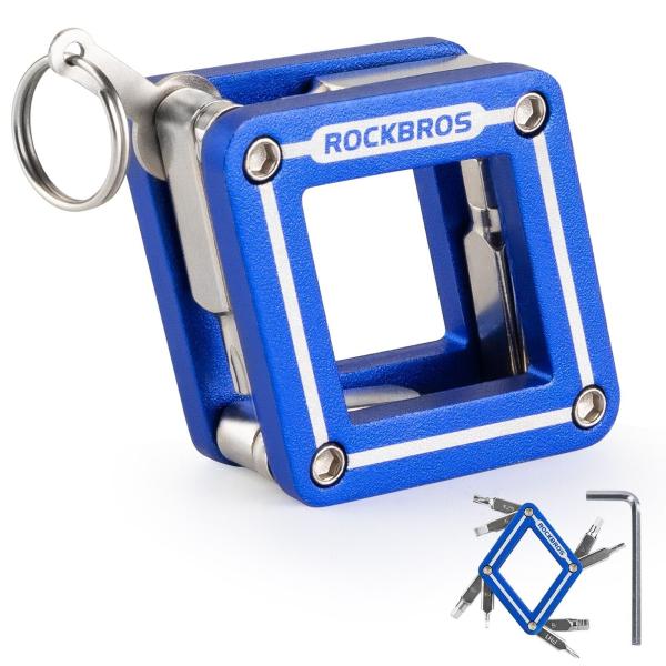 ROCKBROS | 8-in-1 Fahrrad-Multifunktionswerkzeug – Klappwerkzeug für schnelle Reparaturen, Kompakt und Vielseitig (Rot, Blau)
