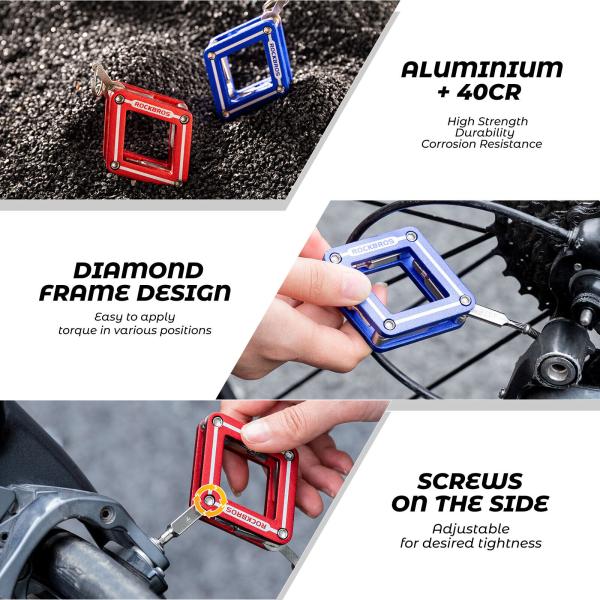 ROCKBROS | 8-in-1 Fahrrad-Multifunktionswerkzeug – Klappwerkzeug für schnelle Reparaturen, Kompakt und Vielseitig (Rot, Blau)