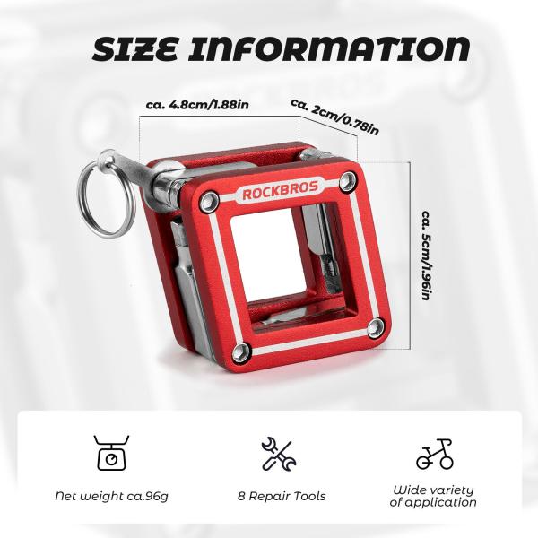 ROCKBROS | 8-in-1 Fahrrad-Multifunktionswerkzeug – Klappwerkzeug für schnelle Reparaturen, Kompakt und Vielseitig (Rot, Blau)