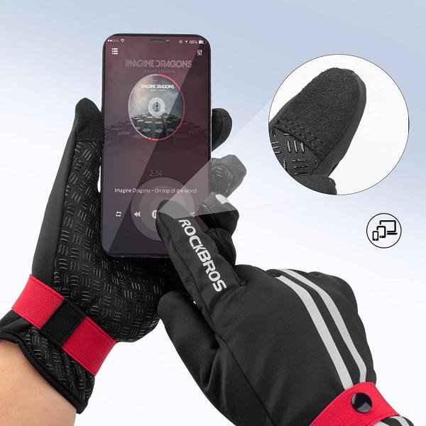 ROCKBROS | Fahrradhandschuhe für Herren – Warme Winterhandschuhe, Vollfinger, Touchscreen-fähig für Outdoor-Sportarten (Radfahren, Wandern, Klettern) – Größen M-XXL