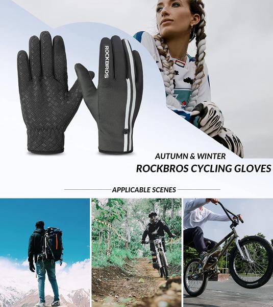 ROCKBROS | Fahrradhandschuhe für Herren – Warme Winterhandschuhe, Vollfinger, Touchscreen-fähig für Outdoor-Sportarten (Radfahren, Wandern, Klettern) – Größen M-XXL