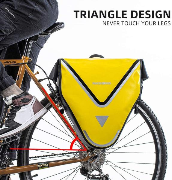 ROCKBROS | Gepäckträgertasche – 100% wasserdichte Fahrradtasche mit Schultergurt, 20L, für Hinterrad, in Gelb/Schwarz/Gold