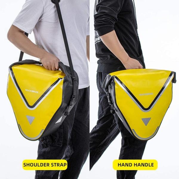 ROCKBROS | Gepäckträgertasche – 100% wasserdichte Fahrradtasche mit Schultergurt, 20L, für Hinterrad, in Gelb/Schwarz/Gold