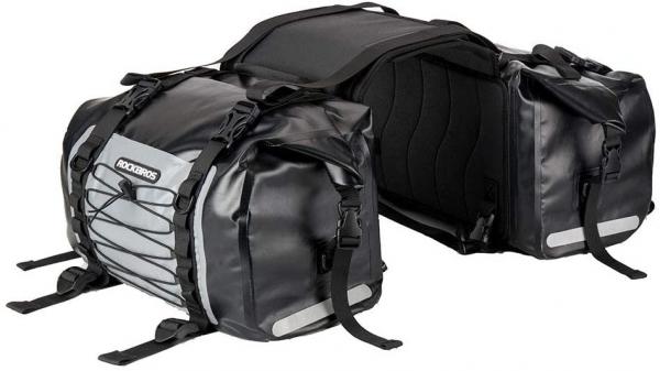 ROCKBROS | Motorrad Satteltaschen – 100% wasserdichte Doppelte Gepäcktaschen, Pannier Rack Bags, ca. 62L, in Grau und Gelb