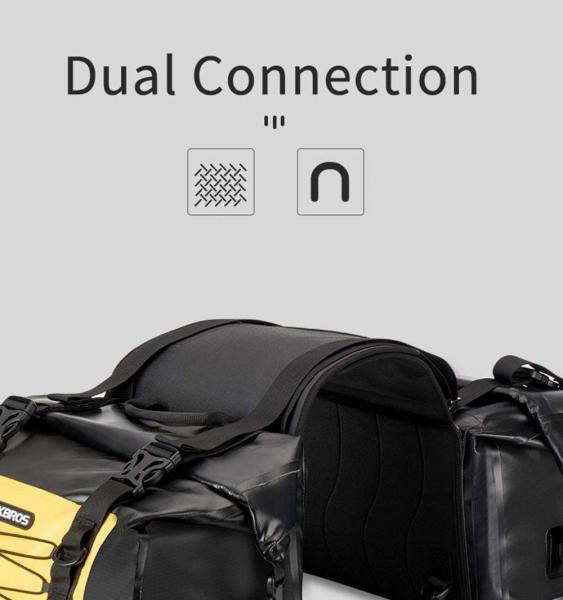 ROCKBROS | Motorrad Satteltaschen – 100% wasserdichte Doppelte Gepäcktaschen, Pannier Rack Bags, ca. 62L, in Grau und Gelb