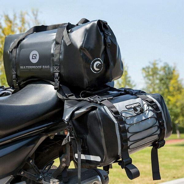 ROCKBROS | Motorrad Satteltaschen – 100% wasserdichte Doppelte Gepäcktaschen, Pannier Rack Bags, ca. 62L, in Grau und Gelb