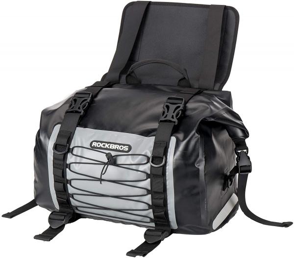 ROCKBROS | Motorrad Satteltaschen – 100% wasserdichte Doppelte Gepäcktaschen, Pannier Rack Bags, ca. 62L, in Grau und Gelb
