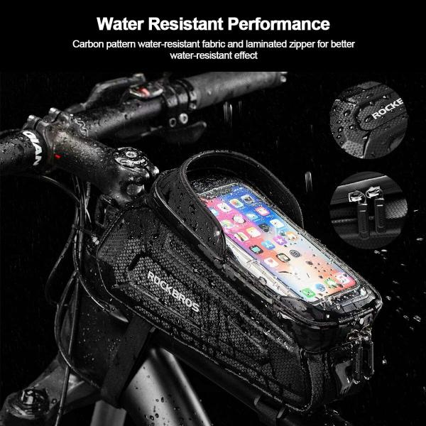 ROCKBROS | Fahrradrahmentasche – Wasserdichte Handytasche für Fahrräder, geeignet für Geräte bis 6,5''