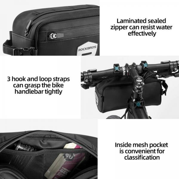 ROCKBROS | Lenkertasche – Wasserdichte Vorderrahmentasche mit Schultergurt für Fahrräder
