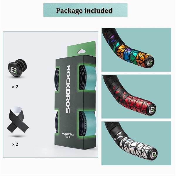 ROCKBROS | Fahrrad Lenkerbänder – 2 Rollen für MTB und Rennrad aus PU + EVA, Rutschfest und Stoßdämpfend, 210 x 3 cm mit Abschlussbändern und Endstopfen