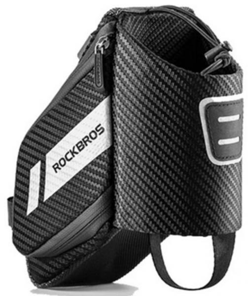 ROCKBROS | Fahrradsatteltasche für MTB und Rennrad – Mit Wasserflaschentasche, Schwarz