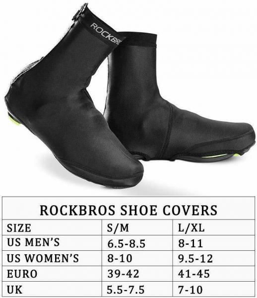 ROCKBROS | Fahrrad Überschuhe Winter Shoecovers Überzieher Warm Schwarz (S-L)