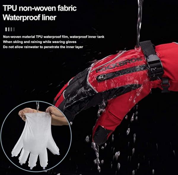 ROCKBROS | Winter Handschuhe – Warme Skihandschuhe für Männer und Frauen, Wasserdicht, für Ski, Snowboard, Fahrrad, Motorrad – Mit wasserfestem Innenfutter, bis -20°C – 3 Farben, M-XL