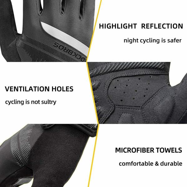 ROCKBROS | Touchscreen-fähige, rutschfeste und reflektierende Sporthandschuhe für Frühling/Herbst | Training Handschuhe für Herren und Damen, S-XXL