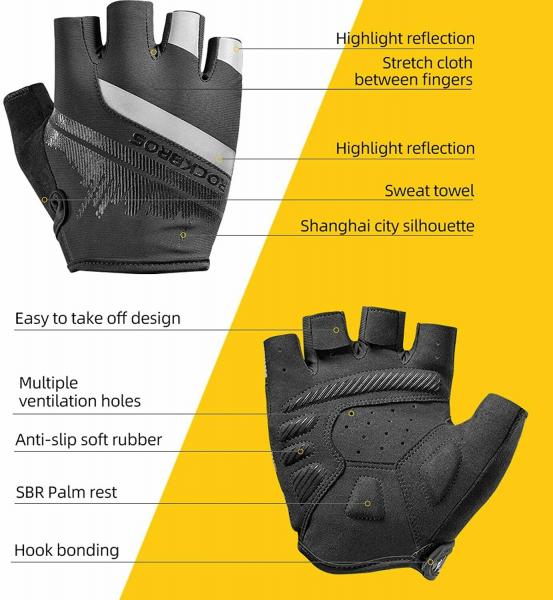 S247 ROCKBROS Fahrradhandschuhe Touchscreen Sport Halbfinger Handschuhe Reflektierend