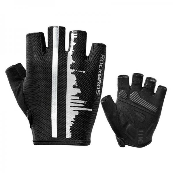 S252 (S, M, L, XL, XXL) ROCKBROS Halbfinger Handschuhe Outdoorsport Fahrradhandschuhe reflektierend Neu