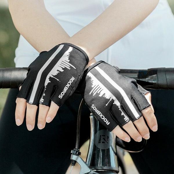 S252 (S, M, L, XL, XXL) ROCKBROS Halbfinger Handschuhe Outdoorsport Fahrradhandschuhe reflektierend Neu