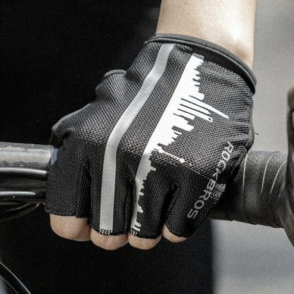 S252 (S, M, L, XL, XXL) ROCKBROS Halbfinger Handschuhe Outdoorsport Fahrradhandschuhe reflektierend Neu