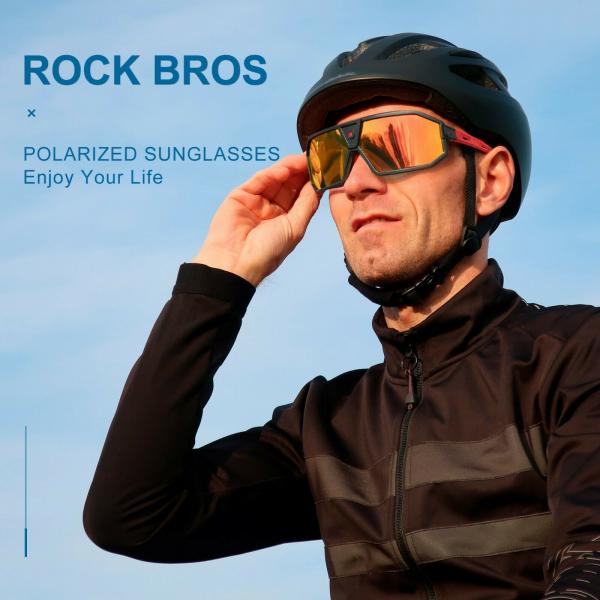 ROCKBROS | Photochrome Radbrille – Fahrrad Sonnenbrille für Damen & Herren, UV-Schutz, Wechselsicht, Schwarz