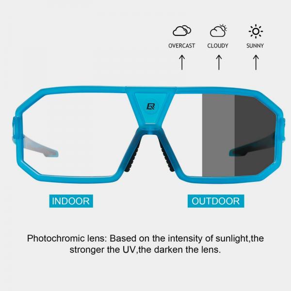 ROCKBROS | Photochrome Radbrille – Fahrrad Sonnenbrille für Damen & Herren, UV-Schutz, Wechselsicht, Schwarz
