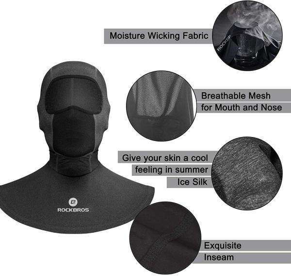 ROCKBROS | Sommer Balaclava Sturmhaube Kopfhaube für Fahrrad/Motorrad – UPF50+ Sonnenschutz, Cooling, UV-Schutz