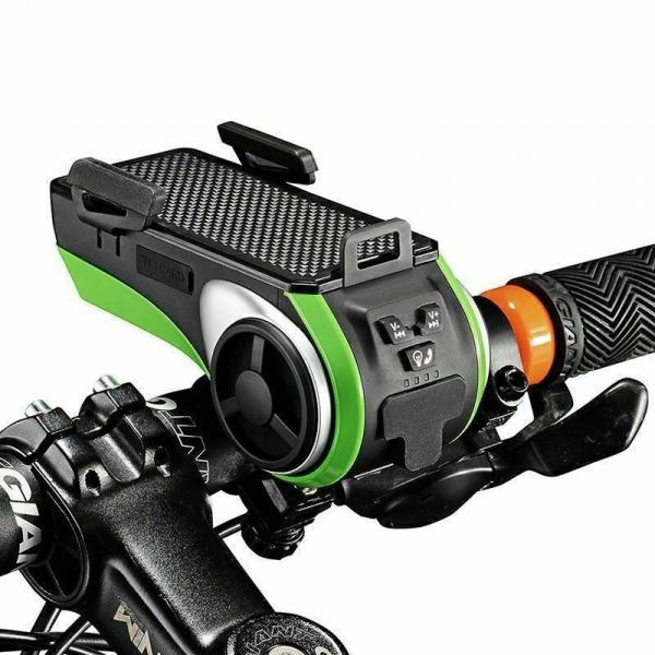 ROCKBROS | Bluetooth Minilautsprecher mit Handyhalterung und Klingel für Fahrradlenker (Schwarz)
