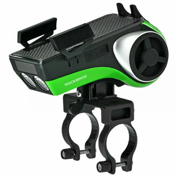 ROCKBROS | Bluetooth Minilautsprecher mit Handyhalterung und Klingel für Fahrradlenker (Schwarz)