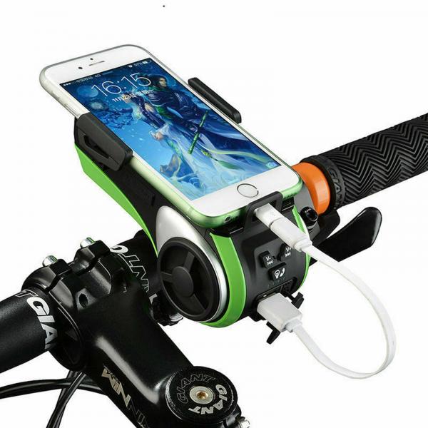 ROCKBROS | Bluetooth Minilautsprecher mit Handyhalterung und Klingel für Fahrradlenker (Schwarz)